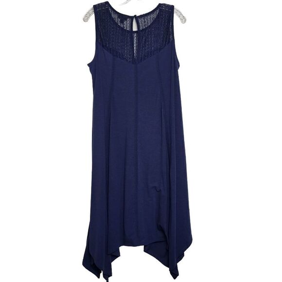 NEW Torrid Midi Jersey Trapeze Sleeveless Asymmetrical Hem Blue Dress Size 1X - Picture 7 of 10